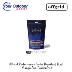 Offgrid Peak Performance Series Breakfast Bowl - Mango And Passionfruit | Hero Image Showing All Logos And Titles.