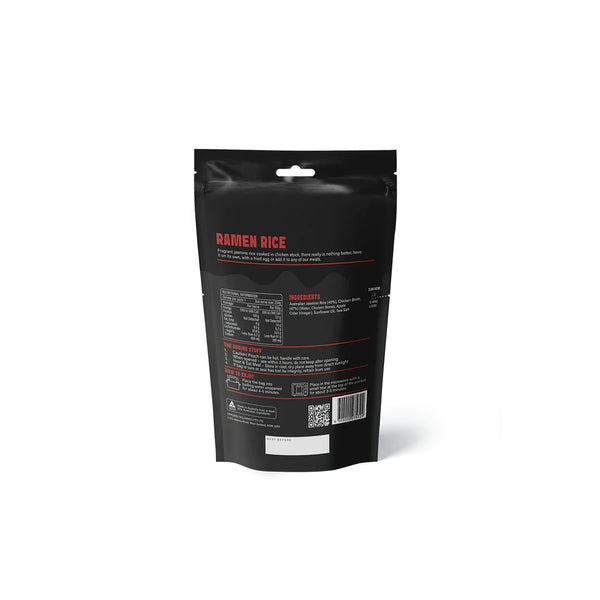 250g | Off Grid Ramen Rice Hero Image Showing Back View.