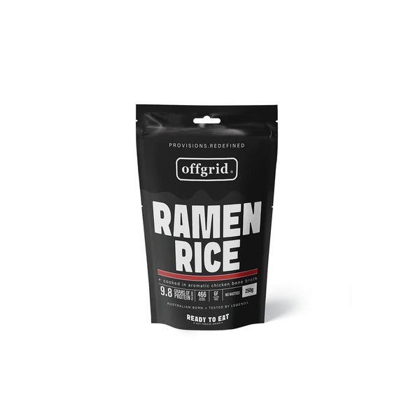 250g | Off Grid Ramen Rice Hero Image Showing No Logos Or Titles.
