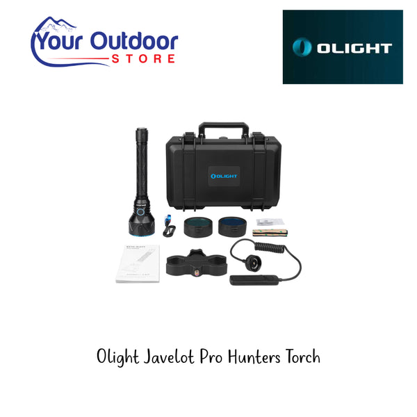 Olight Javelot Pro Hunters Torch. Hero Image Showing Logos and Title. 