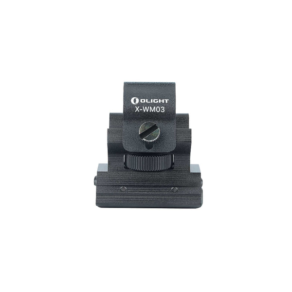 Olight Magnetic Flashlight Mount X-WM03 | Image Showing Side View, With  Tightening Screw In Shoot.