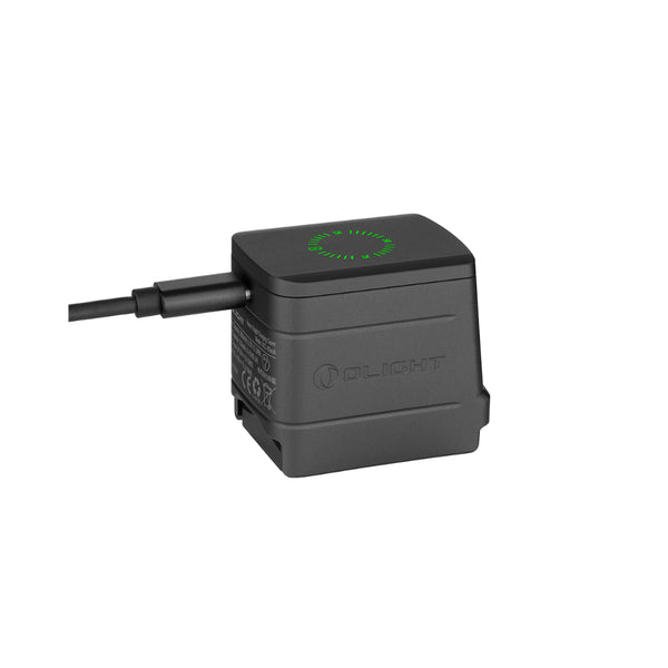 Green Dot | Olight Osight Green Dot 3MOA With Magnetic Charging Cover mage Showing Angled View Of Charging Cover With Charging Cord.
