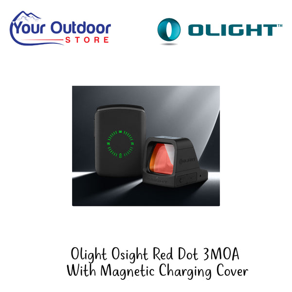 Olight Osight  Red Dot 3MOA With  Magnetic Charging Cover | Hero Image Showing All Logos And Titles.