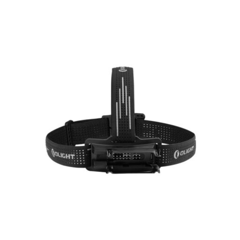 Black | Olight Perun 3 Rechargeable Headlamp 3000lms Image Showing Front View Of Headlamp Cradle, Light Out.