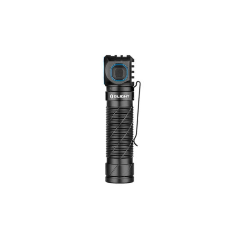 Black | Olight Perun 3 Rechargeable Headlamp 3000lms Image Showing Side View Of Torch Out Of Headlamp Cradle.
