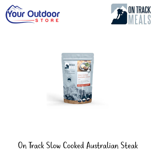 On Track Slow Cooked Australian Steak | Hero Image Showing All Logos And Titles.