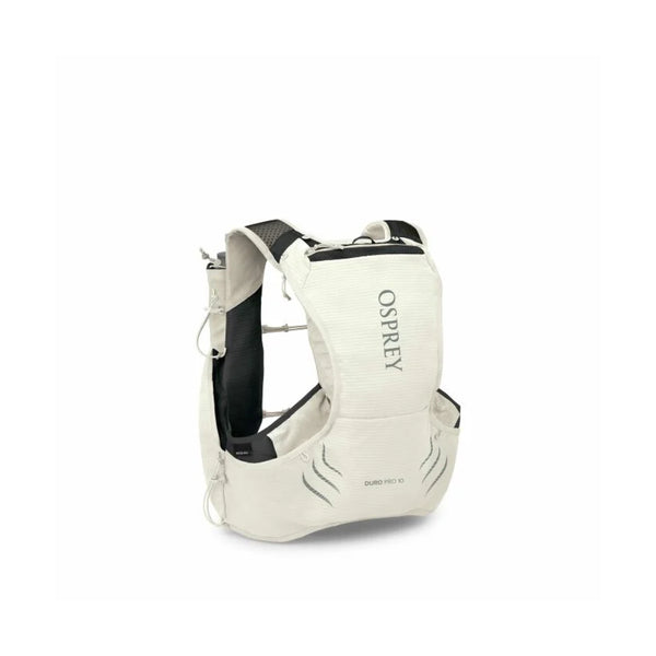 Mystery White | Osprey Duro Pro 10L Womens Hydration Vest With Flasks Image Showing Angled Back View.