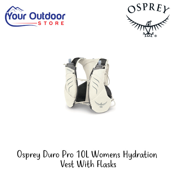 Osprey Duro Pro 10L Womens Hydration Vest With Flasks | Hero Image Showing All Logos And Titles.