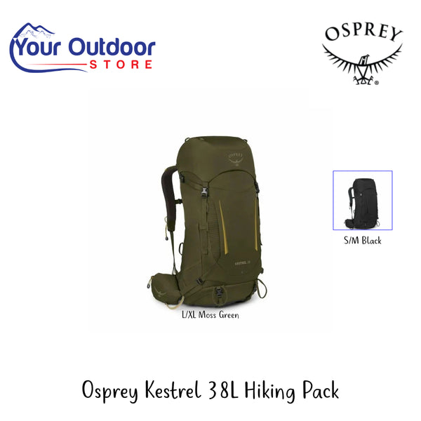Osprey Kestrel 38L Hiking Pack | Hero Image Showing All Logos, Titles And Variants.
