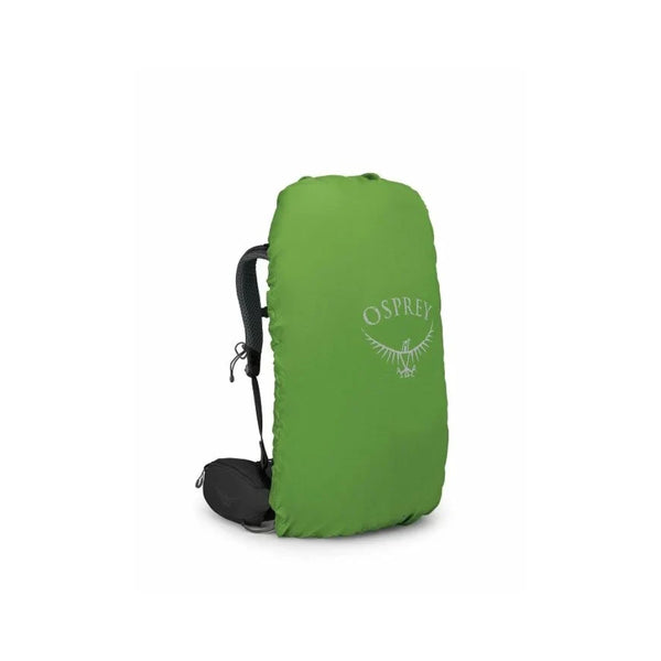 S-M / L - XL | Osprey Kestrel 38L Hiking Pack  Image Showing Angled Front View With Rain Cover On.