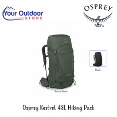 Osprey Kestrel 48L Hiking Pack | Hero image Showing All Logos, Titles And Variants.