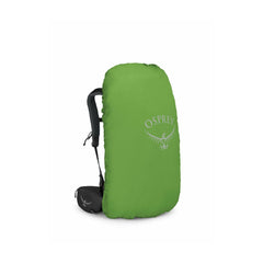 Black | Osprey Kyte 38L Hiking Pack Image Showing Pack With The Rain Cover On.