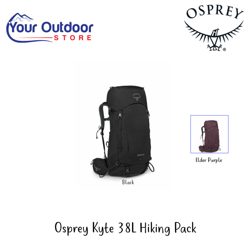 Osprey Kyte 38L Hiking Pack | Hero Image Showing All Logos And Titles.
