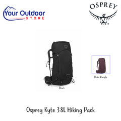 Osprey Kyte 38L Hiking Pack | Hero Image Showing All Logos And Titles.