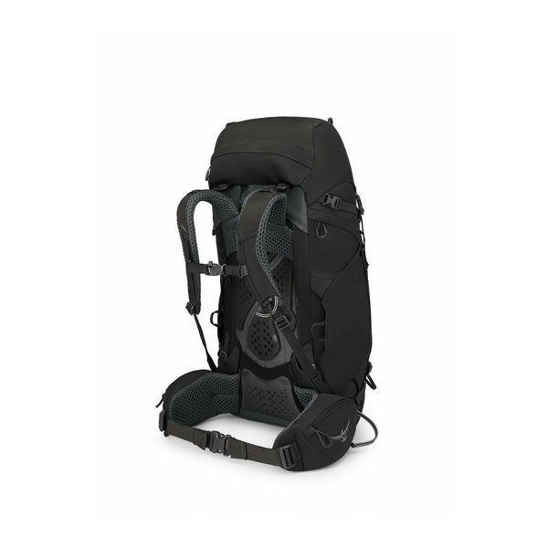Black | Osprey Kyte 48L Hiking Pack Image Showing Back View.