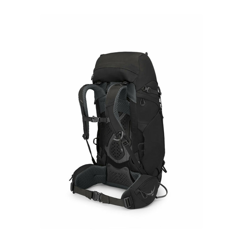 Black | Osprey Kyte 48L Hiking Pack Image Showing Back View.