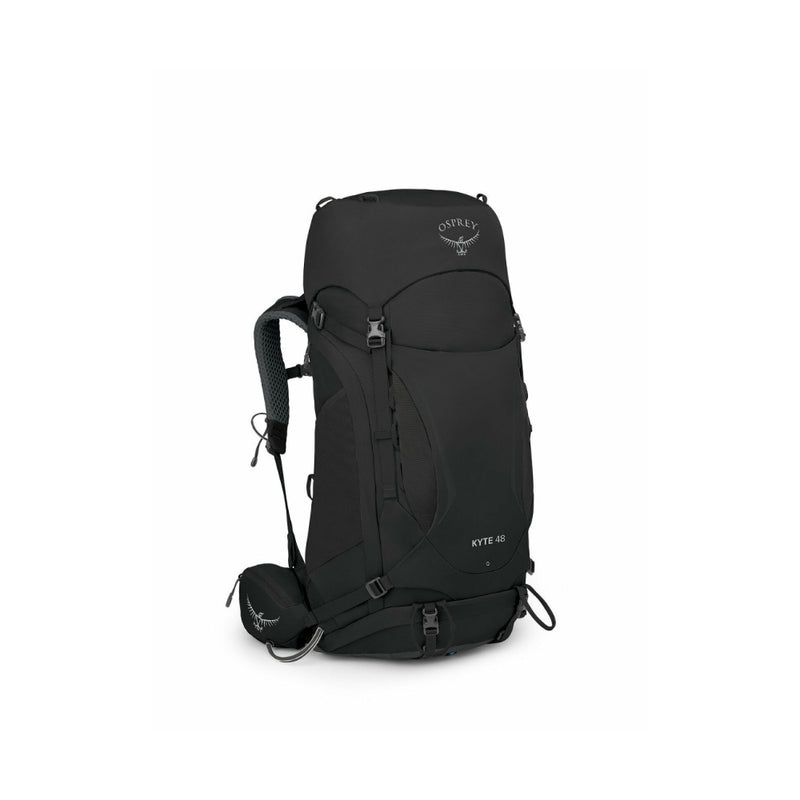 Black | Osprey Kyte 48L Hiking Pack Image Showing No Logos Or Titles, Front View.
