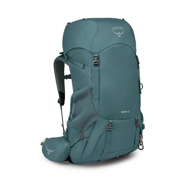 Blue Melon Orange / 50L | Osprey Renn 50L Image Showing Angled Side View.