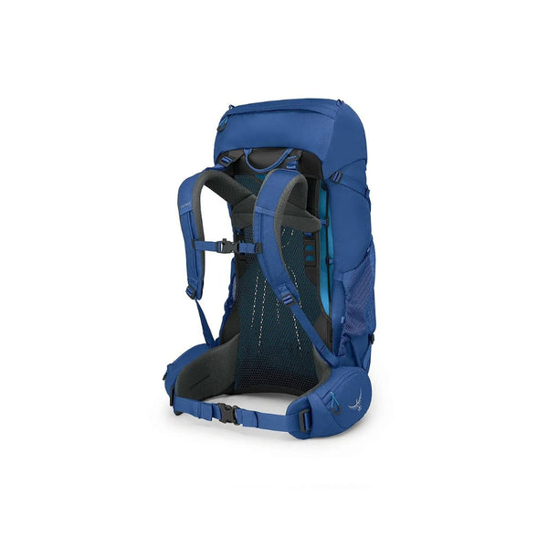 50L - Astrology Blue/Blue Flame | Osprey Rook Hiking Pack Image Showing Back View.
 