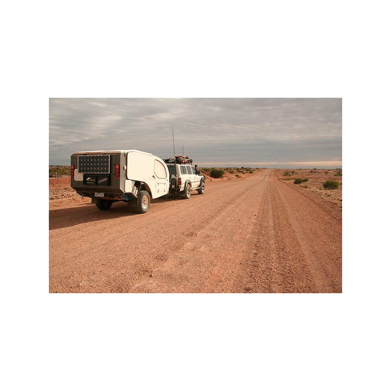 Outback Travellers Birdsville Track | Image Showing A 4WD With Camper Trailer On The Track.