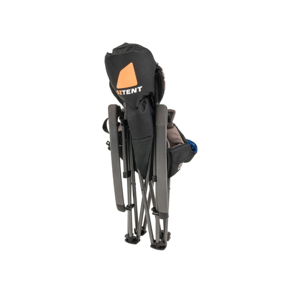 Black/Orange/Khaki | Oztent King Kokoda Chair Series lll Image Showing The Chair Folded Up.