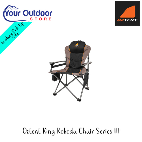 Oztent King Kokoda Chair Series lll | Hero Image Showing All Logos And Titles.