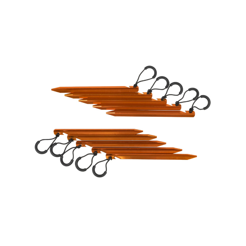 Orange | Oztent Alloy Light Weight Tent Pegs 10 Pack Image Showing No Logos Or Titles.