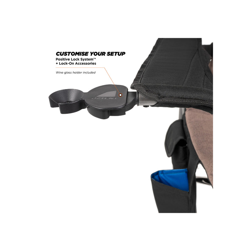 Single | Oztent King Goanna Chair Series lll Image Showing Close Up View Of The Wine Glass Holder.
