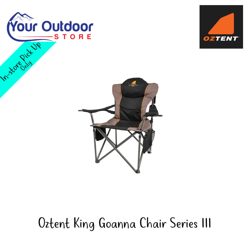 Oztent King Goanna Chair Series lll | Hero Image Showing All Logos And Titles.
