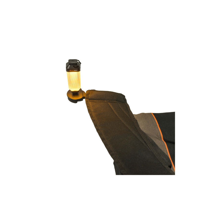 Oztent Lock-On Mini Lamp | Image Showing Lamp Being Used In The Mozzie Repellent Mode On The Chair.