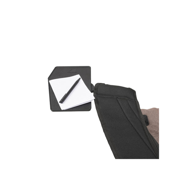 Oztent Lock-On Side Table | Image Showing Close Up View, With Paper And A Pen Resting On The Side Table.