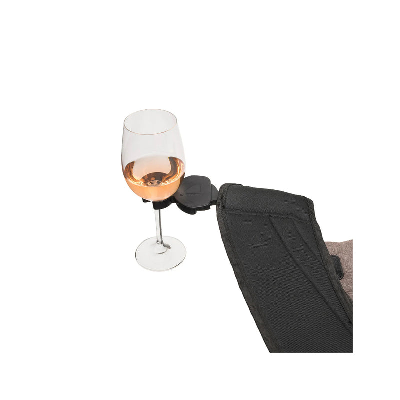 Oztent Lock-On Wine Glass Holder | Image Showing A Wine Glass In The Holder.