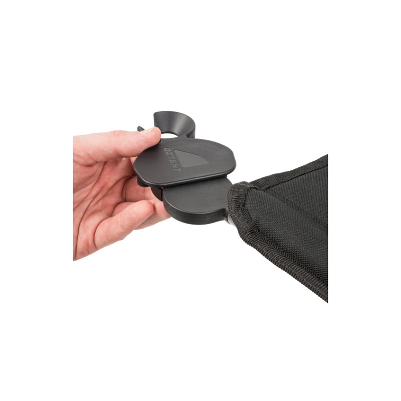 Oztent Lock-On Wine Glass Holder | Image Showing The Wine Glass Holder Being Clipped On To The Lock-On System.