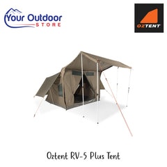 Oztent RV-5 Plus Tent | Hero Image Showing All Logos And Titles.
