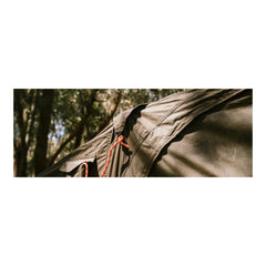 Khaki | Oztent RV-5 Plus Tent Image Showing Close Up View Of Guy Rope Tie Point.