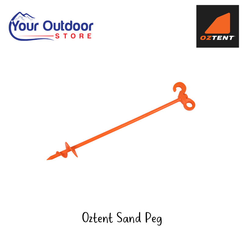 Oztent Sand Peg | Hero Image Showing All Logos And Titles.