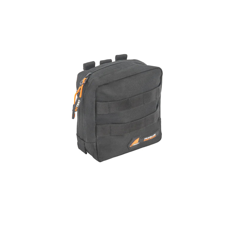 Oztent Traveller Side Pouch | Black Displaying Hero Image No Logos, Or Titles.