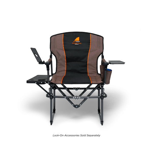 Brown | Oztent Wallaby Chair Series lll Image Showing Front View, Lock-On Accessories Sold Separately.