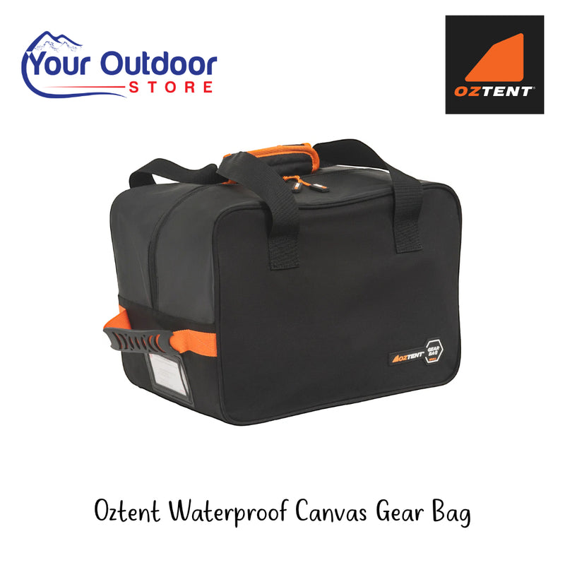 Oztent Water Proof Canvas Gear Bag | Hero Image Showing All Logos And Titles.