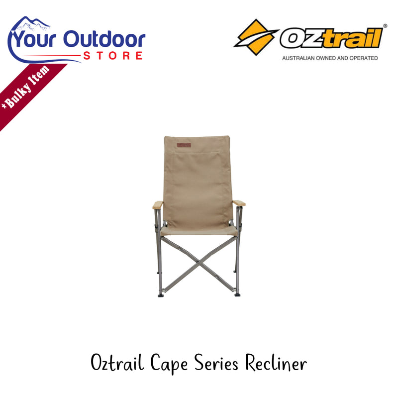Oztrail Cape Series Recliner | Hero Image Showing All Logos And Titles.