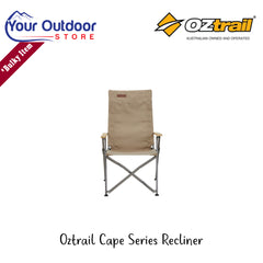 Oztrail Cape Series Recliner | Hero Image Showing All Logos And Titles.