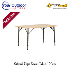 Oztrail Cape Series Table 100cms | Hero Image Showing Logos And Titles.