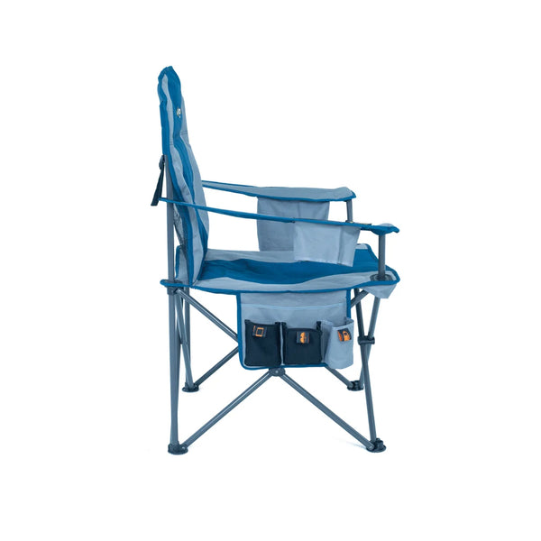 Blue | Oztrail Cooler Arm Chair Image Showing Side View.