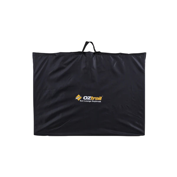 Black | Oztrail Daybreak Sun Lounge Image Showing The Sun Lounge Packed Up Into The Carry Case For Easy Storage and Transport.