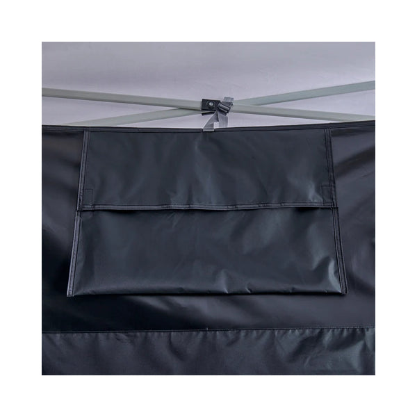 Black | Oztrail Deluxe Gazebo Blockout Ensuite  Image Showing Close Up
Of The Storage Pocket.