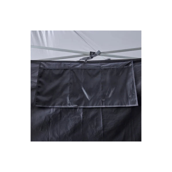 Black | Oztrail Deluxe Gazebo Blockout Ensuite Image Showing A Close Up Of The Mesh Storage Pocket.