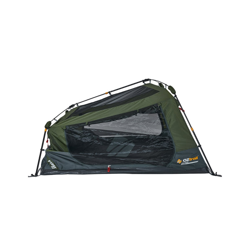 Green | Oztrail Fast Frame 3 Person Tent Image Showing Frame Half Up.