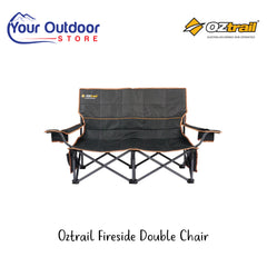 Oztrail Fireside Double Chair | Hero Image Showing All  Logos And Titles. 