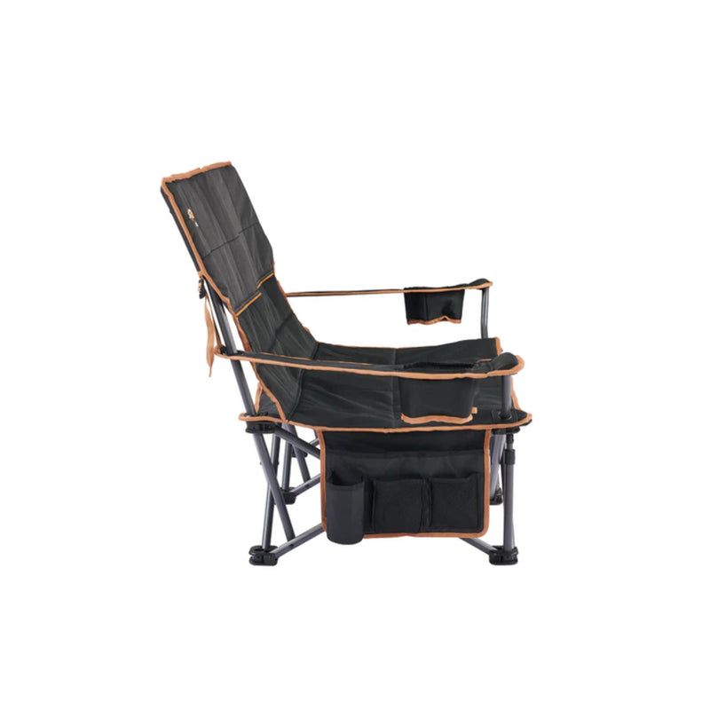 Black | Oztrail Fireside Double Chair Image Showing Side View.