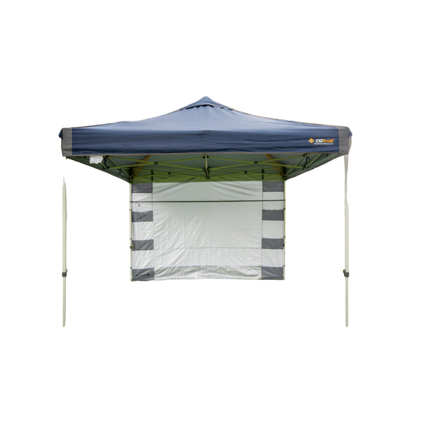 White | Oztrail Heavy Duty Gazebo Wall With Storage Image Showing No Logos Or Titles.